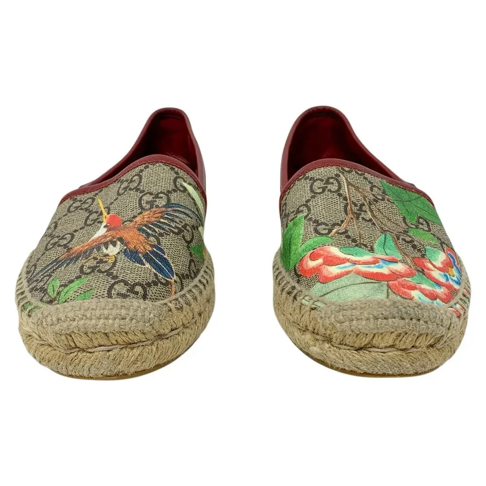 Gucci Tian GG Supreme Floral Bird Espadrilles Size 36 Flats
